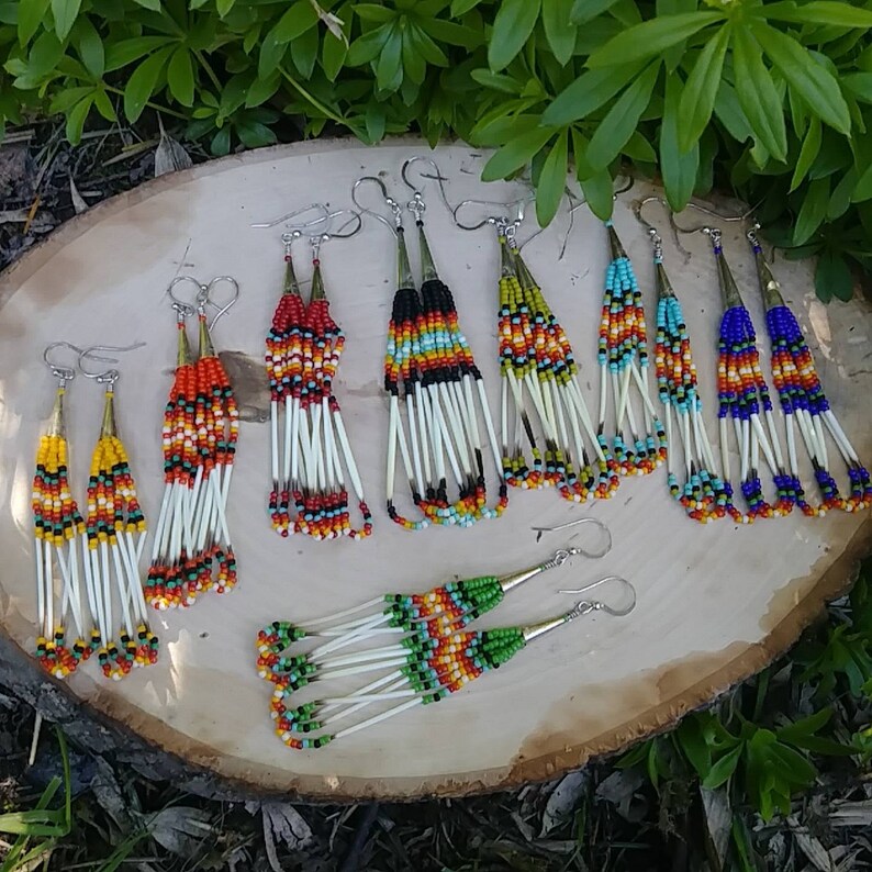 Porcupine quill fringe earrings Etsy