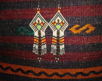 Earrings. Beaded and fringed.