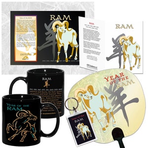 Year of the RAM (Goat, Sheep) Asian Oriental Chinese Zodiac Horoscope 6pc. Gift Set
