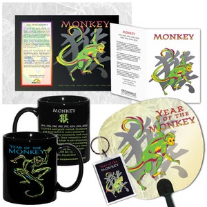 Year of the MONKEY Asian Oriental Chinese Zodiac Horoscope Zodiac Sign 6pc. Gift Set