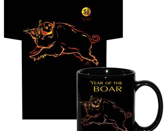Cadeauset T-shirt en mok Year of the Boar, Chinees sterrenbeeld