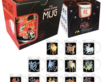 Azjatycki Orientalny Chiński Zodiak Horoskop Kawa Herbata Kubki 11 oz