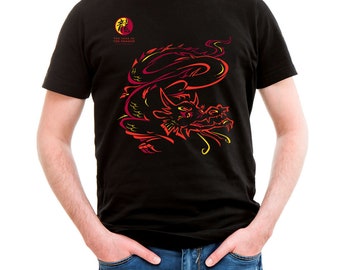 Jaar van de DRAAK 2024, Chinees Aziatisch Oosters Neon NRG Design zwart 100% katoenen t-shirt