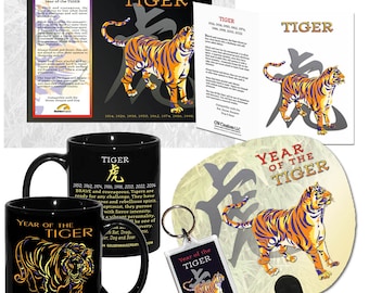 Jaar van de TIJGER Aziatische oosterse Chinese dierenriemhoroscoop 6 st. Cadeauset