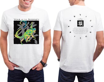 T-shirt Jaar van de aap, Chinese dierenriemhoroscoop, oosters ontwerp
