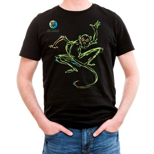 Year of the Monkey, Chinese Oriental Asian Zodiac Horoscope Neon-NRG 100% cotton t-shirt