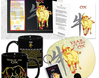 Jaar van de OX Aziatische Oosterse Chinese dierenriemhoroscoop 6 st. Cadeauset