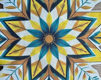 Star Quilt  “SUNFLOWER” Appliqué – Iron-On Patch for Ribbon Skirts, Shirts, Jackets, & More! Perfect for Sewing Projects