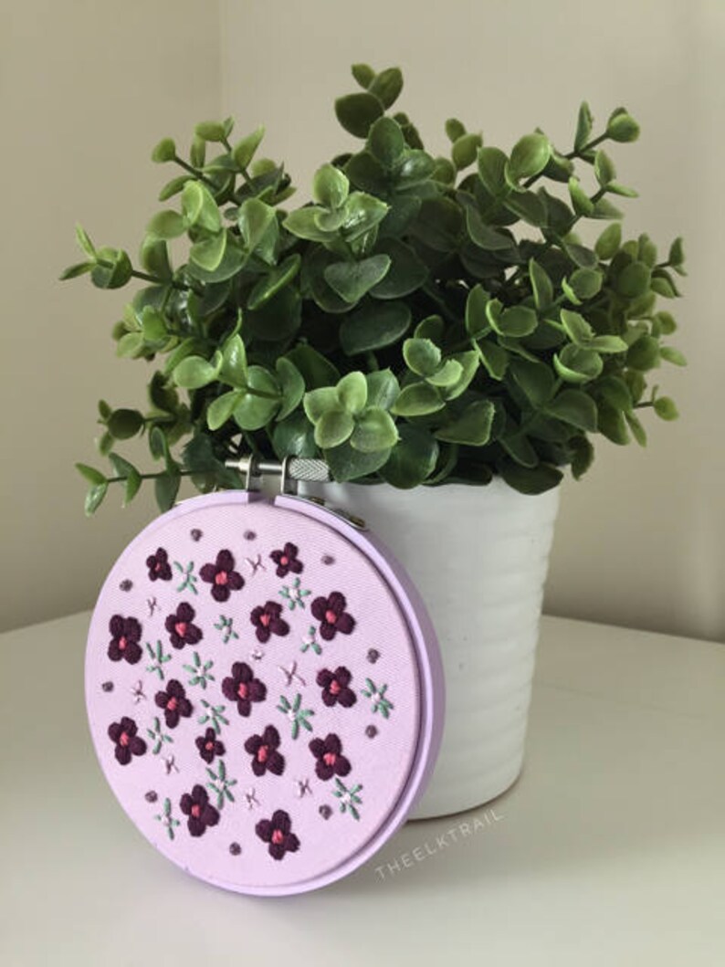 Flowers 4 Embroidered Hoop Embroidery Art Embroidery Etsy