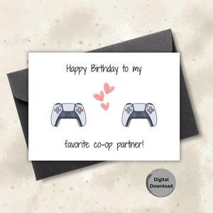 Cartão de aniversário para impressão de cooperativa de videogame