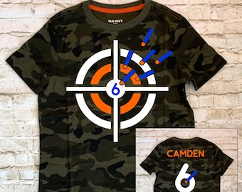 Personalized Boy's Nerf Themed Bullseye Target Birthday Shirt