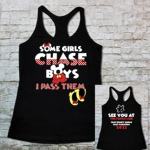 Some Girls Chase Boys, I Pass Them Disney Themed Running Tank Top | Women&#39;s Run Disney Themed Marathon Tank Top | Disney Race Tank Top