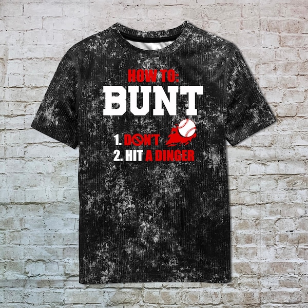 How to BUNT Boys Baseball Jersey | Funny Boys Baseball Shirt | Hit a Dinger Baseball Shirt | Funny Youth Baseball/Softball Shirt