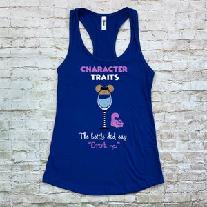 Alice in Wonderland Themed The Bottle Did Say Drink Me Character Traits Women&#39;s Tank Top/T-shirt | Disney Princess Themed Drinking Shirt