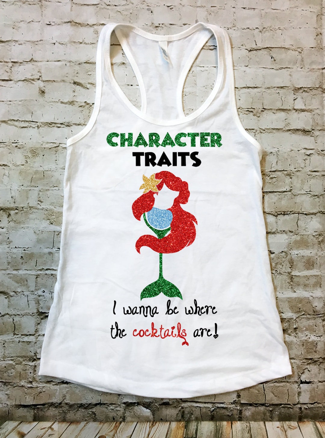 Little Mermaid Princess Ariel Character Traits Women's Racerback Tank ...