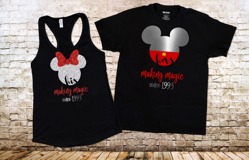 Custom MR and MRS His and Her couple matching T-shirts set with mouse ears