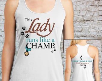 Disney&#39;s Lady and The Tramp Themed This Lady Runs Like a Champ 1/2 Marathon Race Shirt | Disney Wine & Dine Lady and The Tramp 13m Race 2025