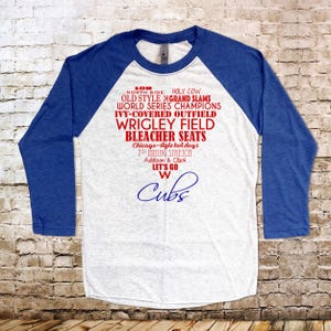 Heart Shaped Favorite Things of the Chicago Cubs Shirt Blue Sleeve Raglan