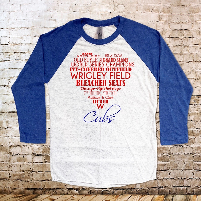 Heart Shaped Favorite Things of the Chicago Cubs Shirt Blue Sleeve Raglan