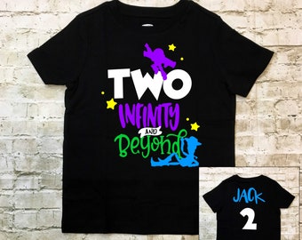 TWO Infinity and Beyond Boy's 2nd Birthday Shirt | Buzz Lightyear Second Birthday Shirt | Toy Story Boys Birthday Shirt | 2nd Birthday Shirt