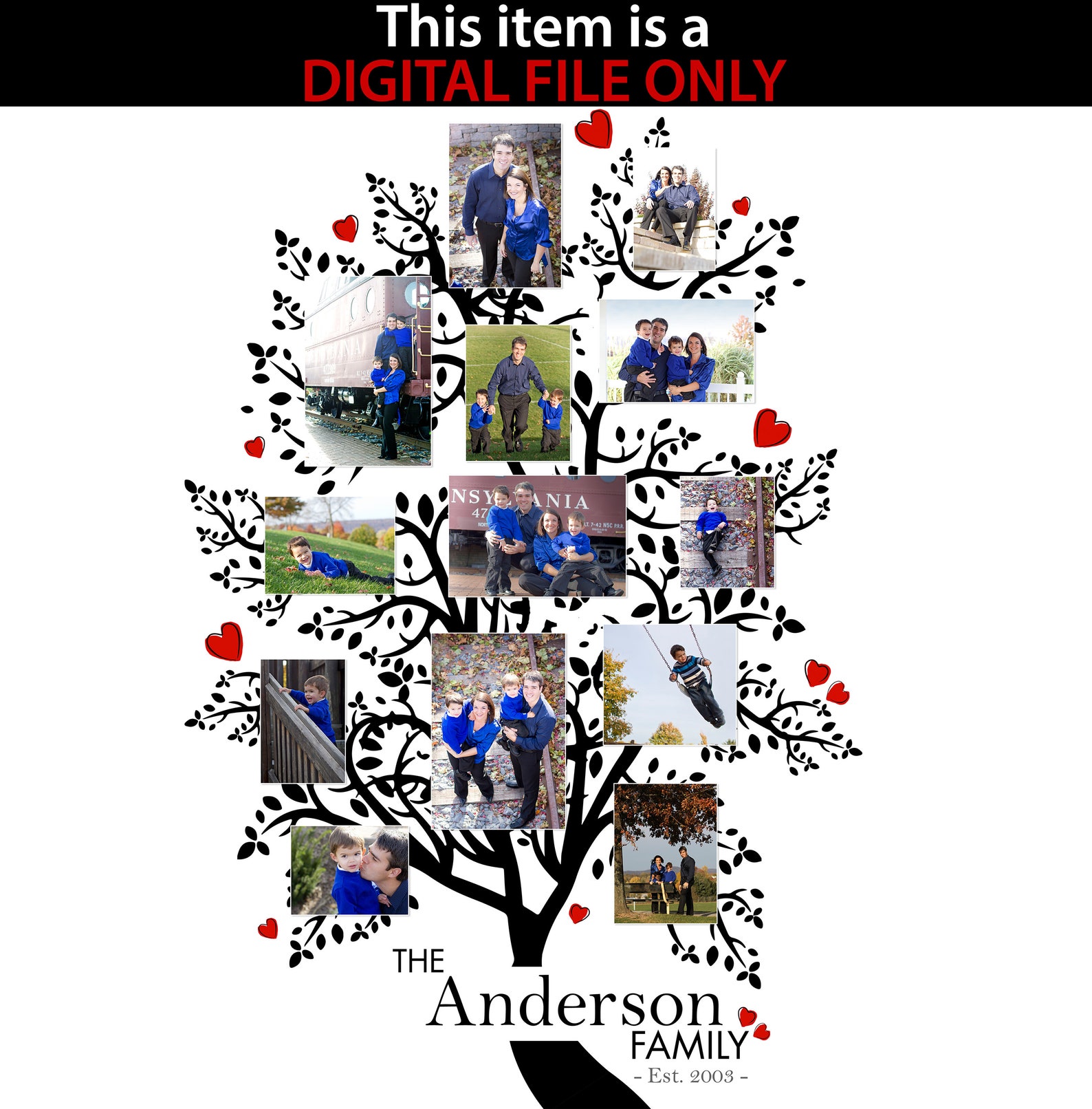 Custom Family Tree Photo Collage DIGITAL FILE ONLY Custom Etsy
