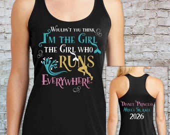 The Girl Who RUNS Everywhere Disney's Little Mermaid Princess Ariel Themed Race Shirt