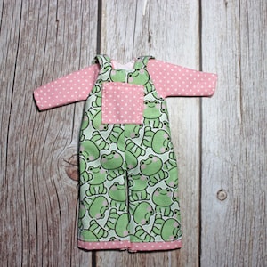 Overalls and shirt for dolls Qbaby doll, frog, polka dots, doll.