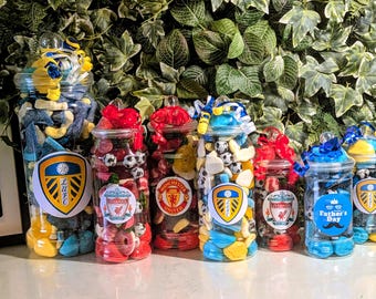 Tarro de dulces personalizado con temática de fútbol para papá / Regalo dulce para el Día del Padre / Tarro de dulces deportivos / Regalo de cumpleaños / Regalos de fútbol / Día del Padre