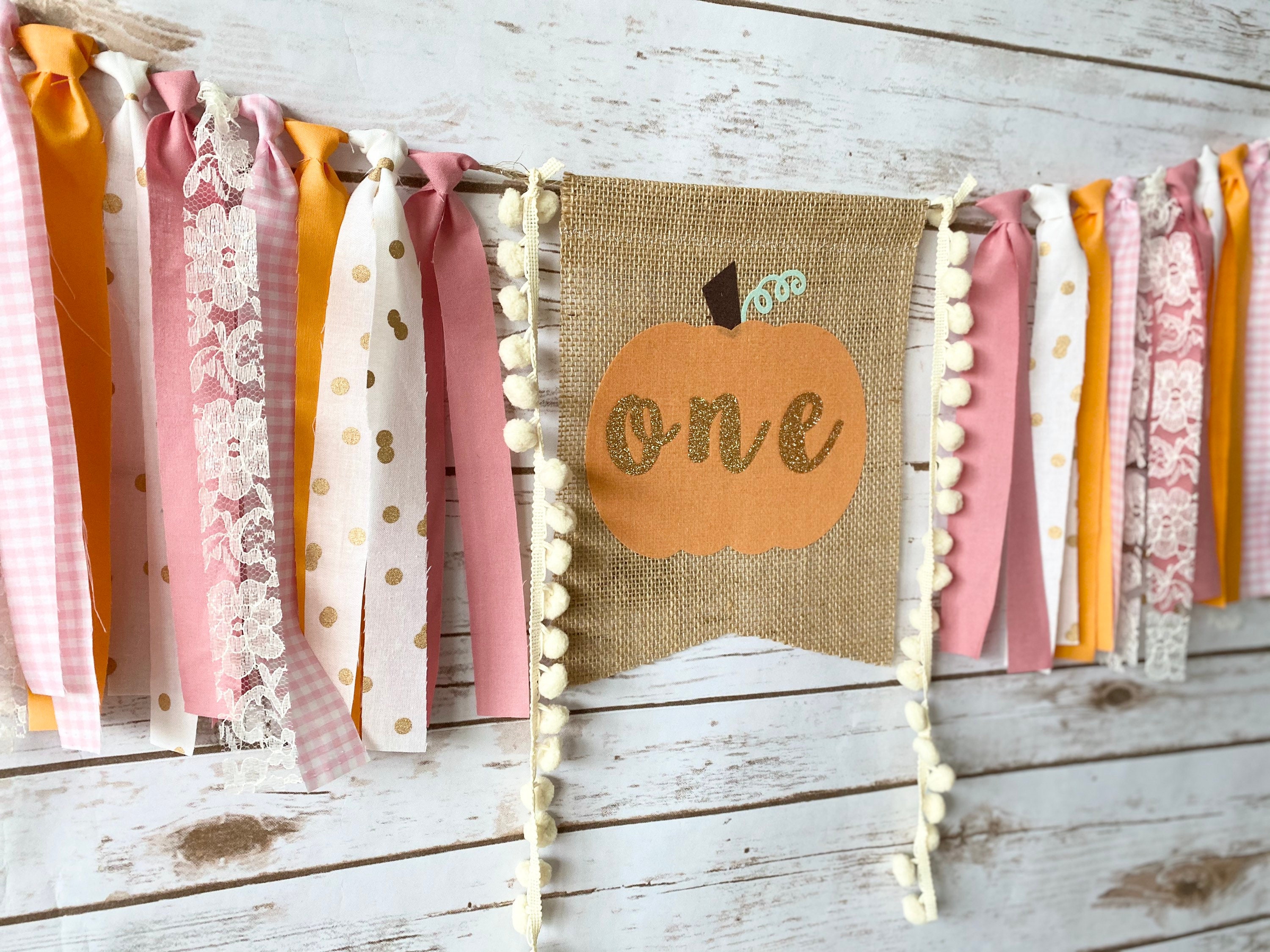 Our Little Pumpkin Is One Birthday Personalized Banner Girl 1st...