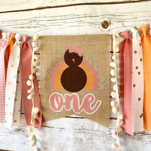 Little Turkey Birthday Banner, Little Turkey Highchair Banner, November Thanksgiving First Birthday, Turkey Birthday Invite