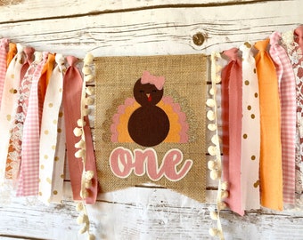 Little Turkey Birthday Banner, Little Turkey Highchair Banner, November Thanksgiving First Birthday, Turkey Birthday Invite