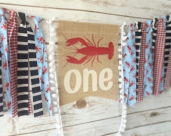 Crawfish Highchair Banner, Crawfish boil Highchair Banner, Mud bug Birthday, Wild Things Birthday, Mudbug Banner, Red Blue High Chair