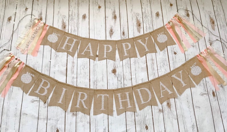 Pink and Gold Birthday Little Pumpkin Birthday Banner Happy Birthday Banner Little Pumpkin Party Banners Package