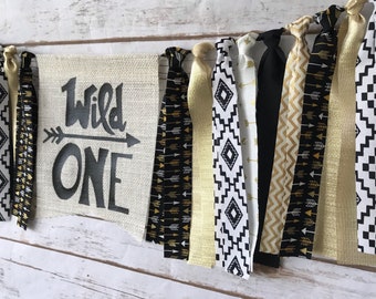 Wild One Birthday Banner, Tribal Birthday, Highchair Banner, First Birthday, Wild One Cake Smash