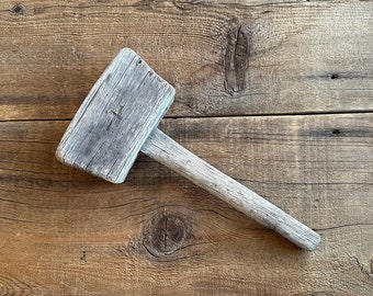 1800s Primitive Wooden Peg Mallet