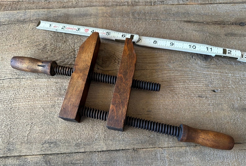 Vintage Small Wooden Clamp with Wooden Turn Screws image 9