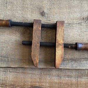 Vintage Small Wooden Clamp with Wooden Turn Screws image 1