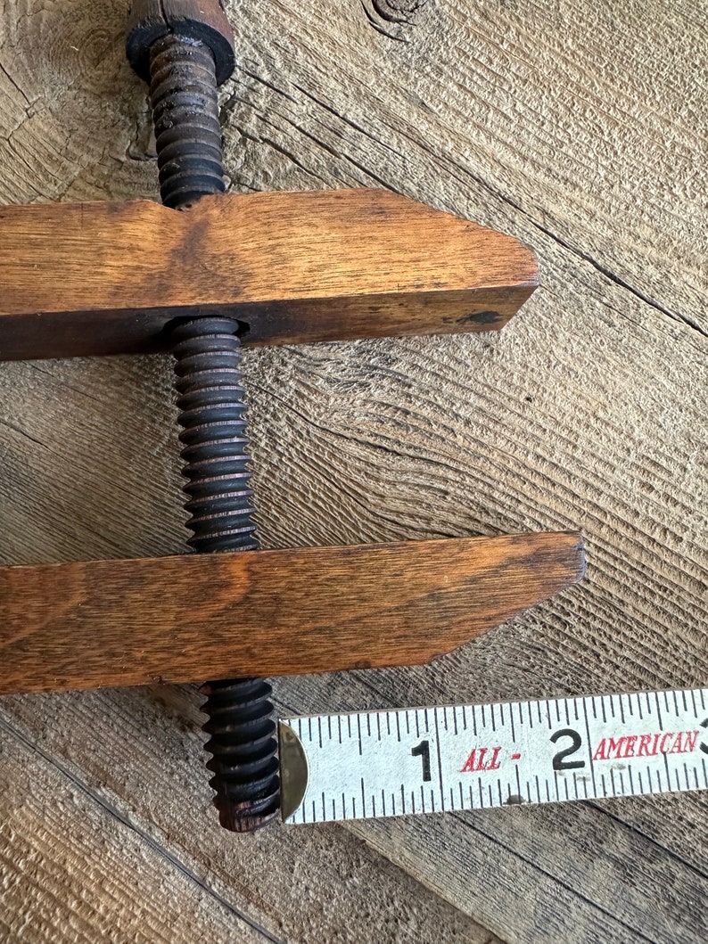 Vintage Small Wooden Clamp with Wooden Turn Screws image 8