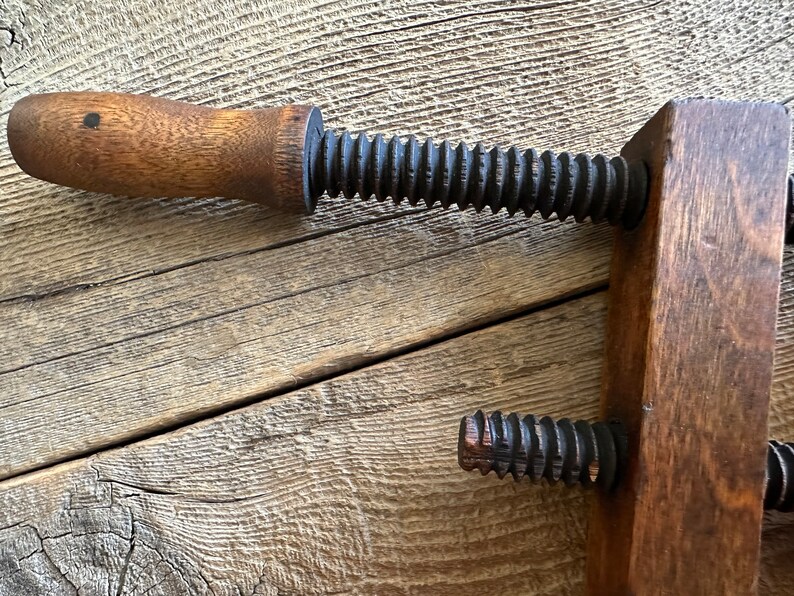 Vintage Small Wooden Clamp with Wooden Turn Screws image 2