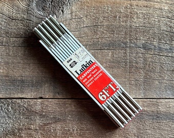 Vintage Lufkin 6' Red End Folding Rule in Original Packaging