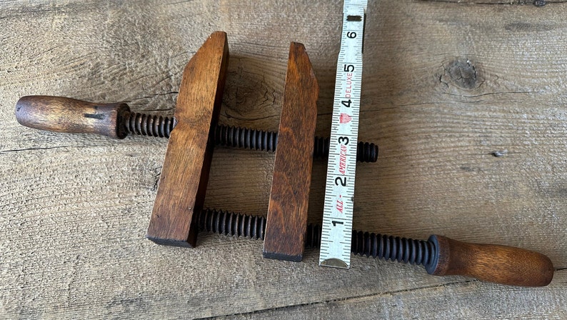 Vintage Small Wooden Clamp with Wooden Turn Screws image 10