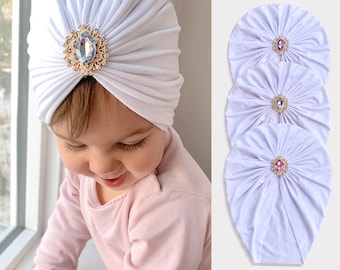 Organic Bamboo Jewel Baby Turban Hat Diamond Preemie Newborn