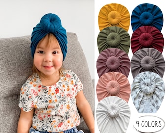 Bamboo Organic Baby Turban Hat / Top Knot Baby Head Wrap / Baby Shower Birthday Christmas Girl Gift
