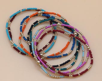 14k Gold Filled + Seed Bead Bracelet | Choose Your Color | Dainty Layering Bracelet