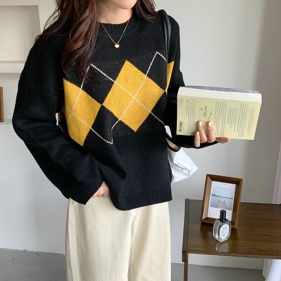 oversized argyle sweater