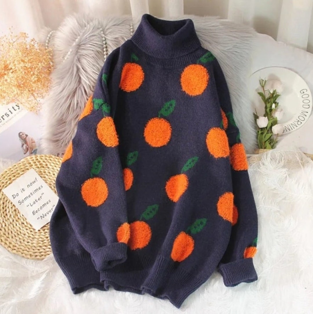 Orange Fruit Knit Sweater Turtleneck Crewneck Poloneck - Etsy UK
