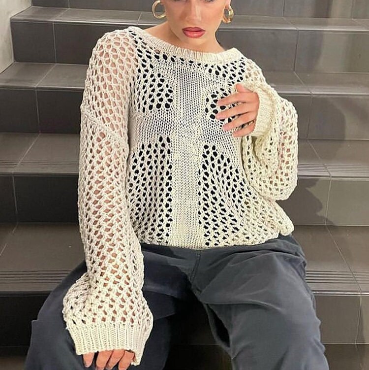 Y2K Cross Sweater Hollow Out Crochet Top Vintage Grunge Gothic - Etsy UK