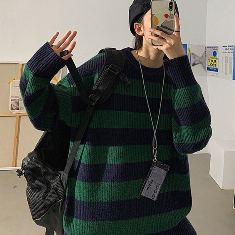 Tate Langdon Green Striped Sweater 