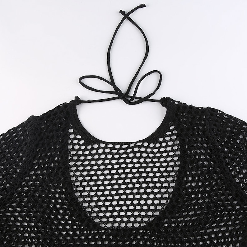 Y2K Crochet Knit See Through Top Hollow Out Jumper Etsy Canada
