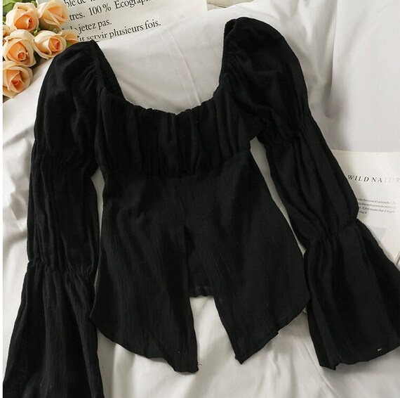 Fairy Square Neck Flare Sleeve Milkmaid Bustier Top Y2K - Etsy